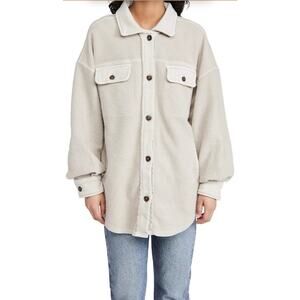 Free People Ruby Jacket Shacket Distressed Elbow Patch Button Up Ovresized S